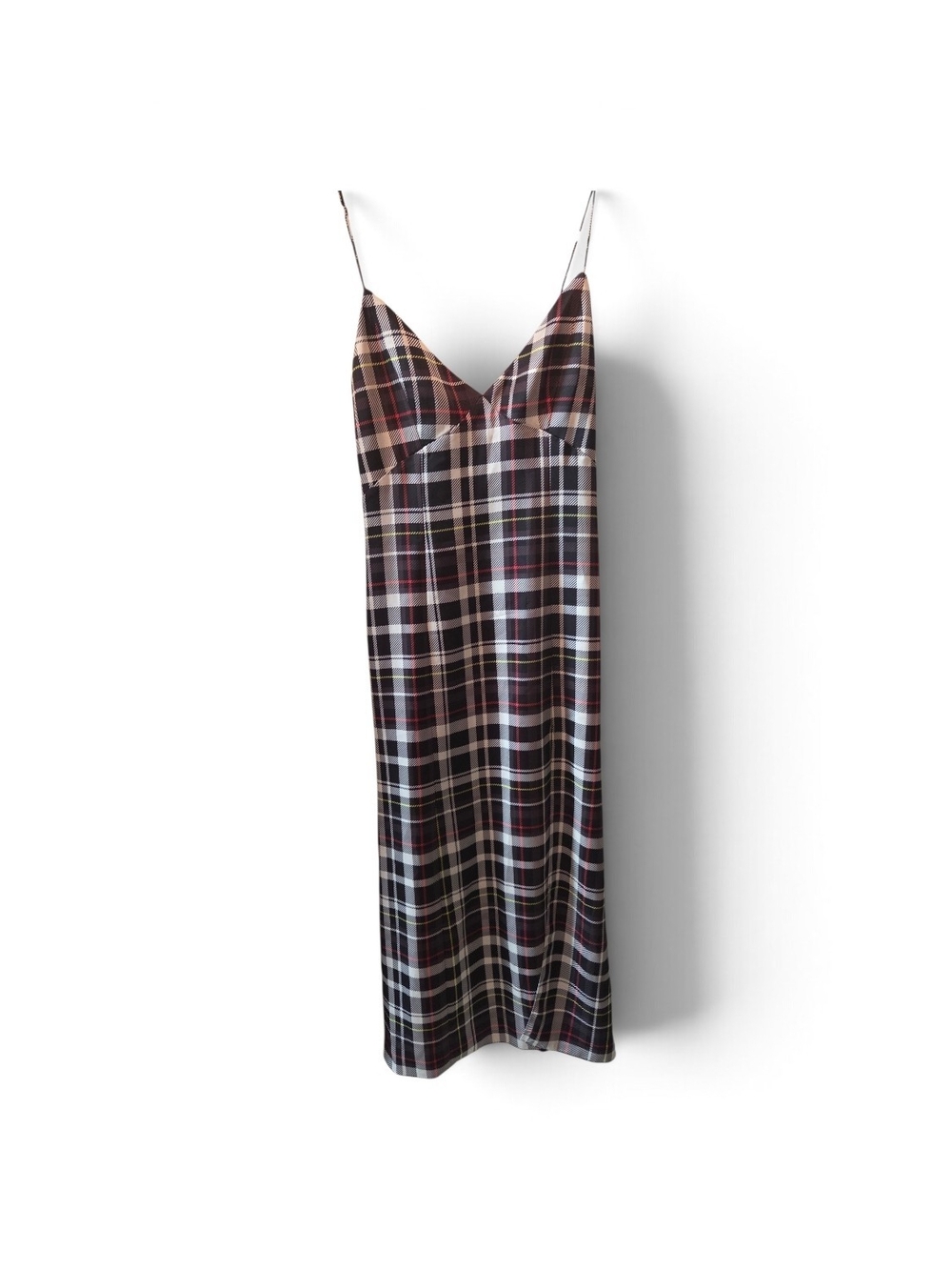 Alice + Olivia Burgundy & Black Plaid Slip Midi Dress Size 10